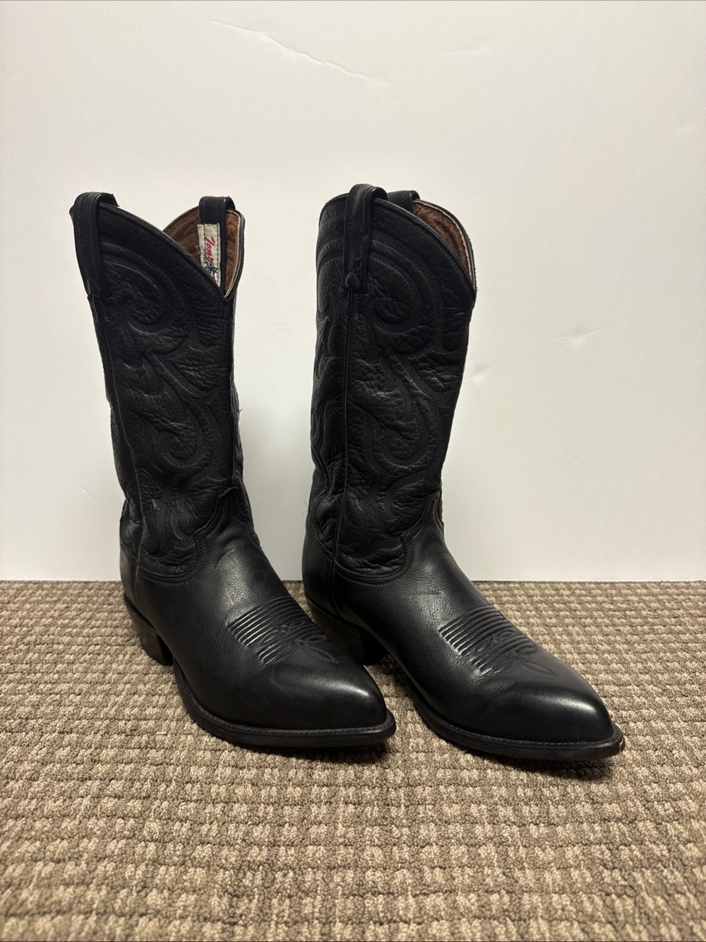 Tony Llama Classic Black Leather Western Cowboy Boots - Men's 8 EE